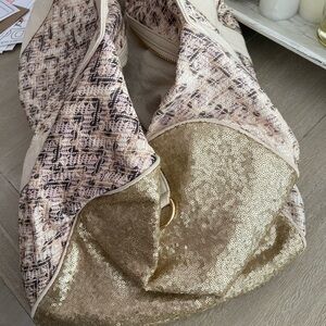 Deux Lux Gold and Cream Sequin Tote